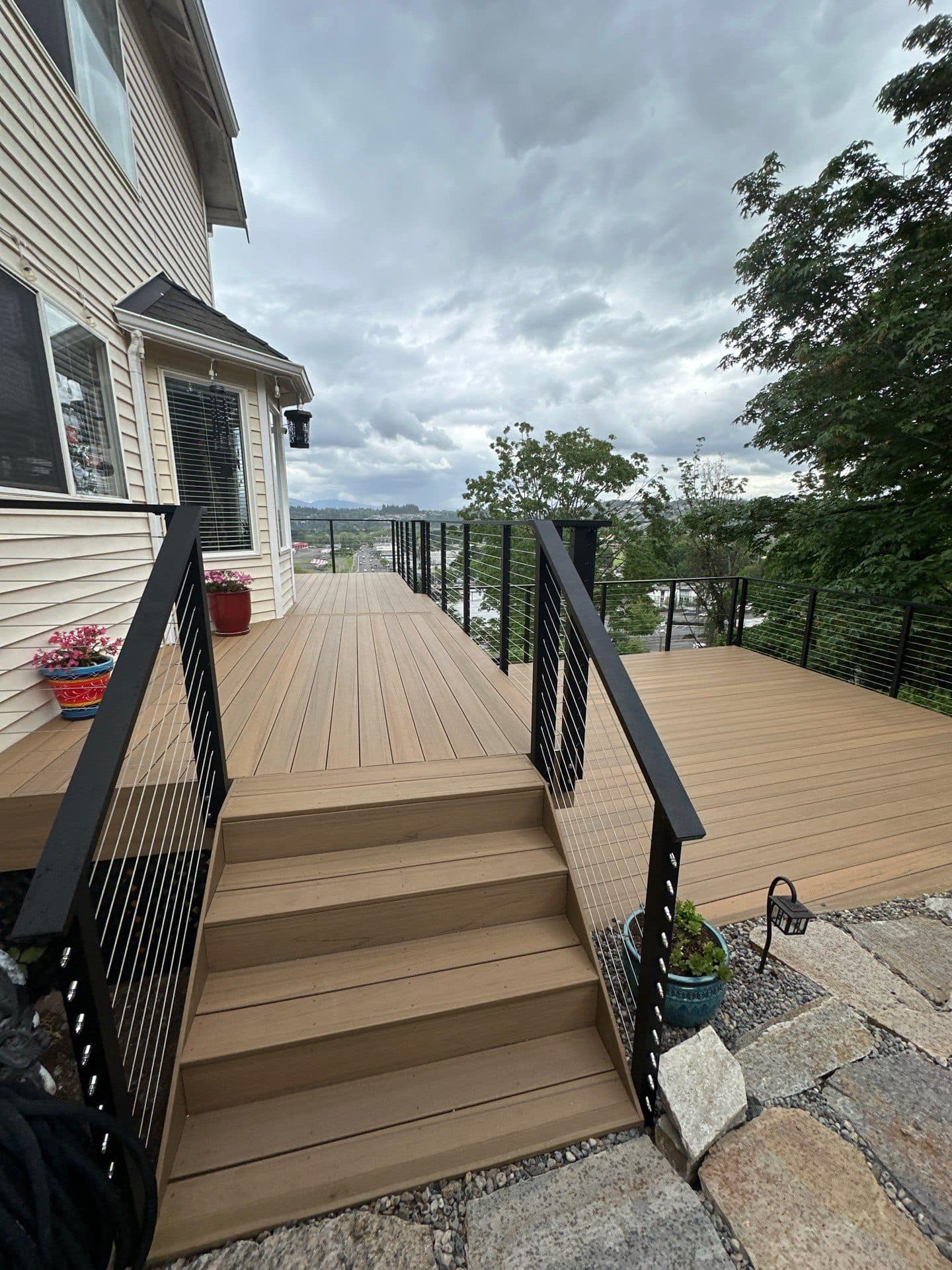 Composite Deck with Stone Steps